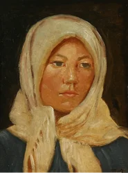 Jovem mulher de Skagen, vestindo um lenço.
